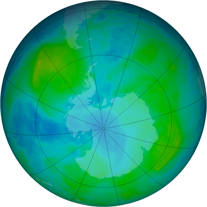 Antarctic ozone map for 24 January 2004